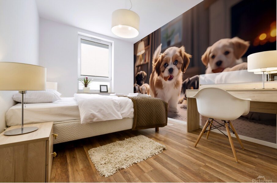 Happy Shih Tzu Puppy Finally Gets A Treat Mural print