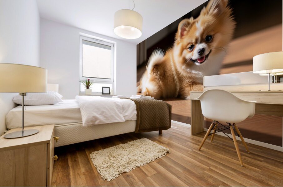 Pomeranian Puppy Returns To Beloved Sploot Position Mural print