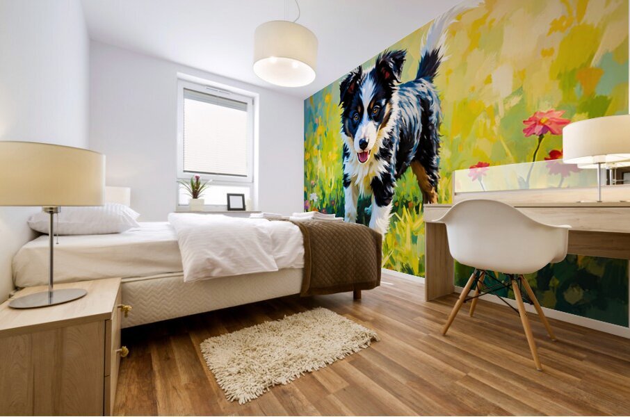 Border Collie Puppy Ready For Adventure Mural print