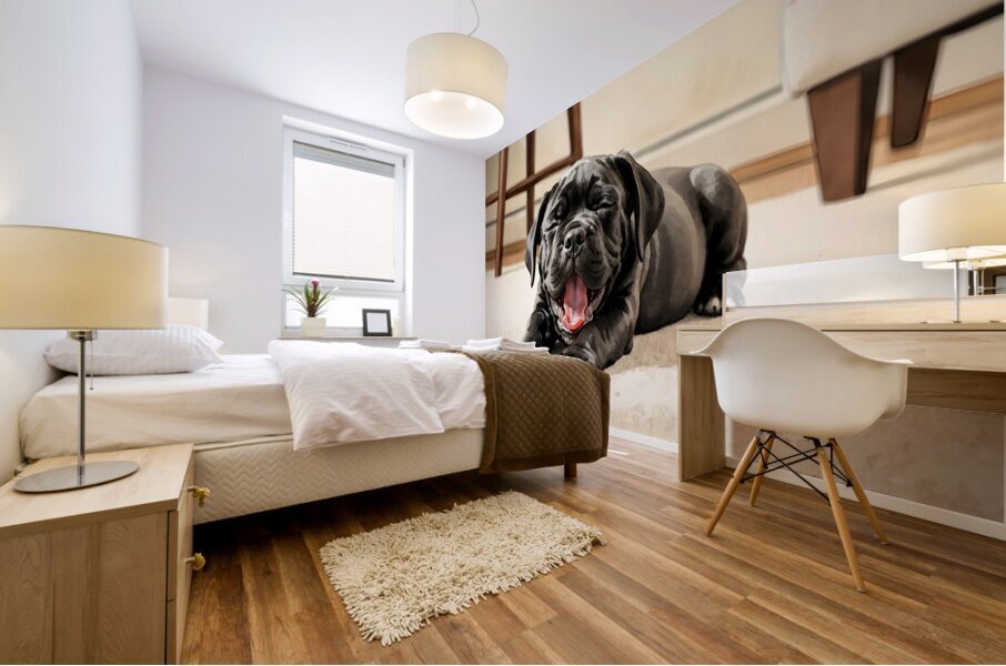 Cane Corso Puppy Stretches After Peaceful Nap Mural print