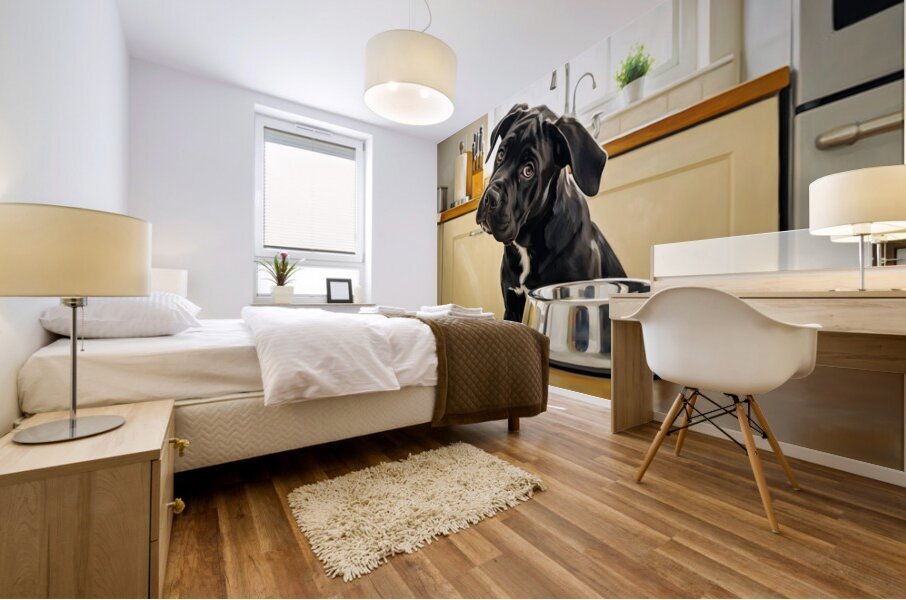 Alert Cane Corso Puppy Listens For Dinner Mural print