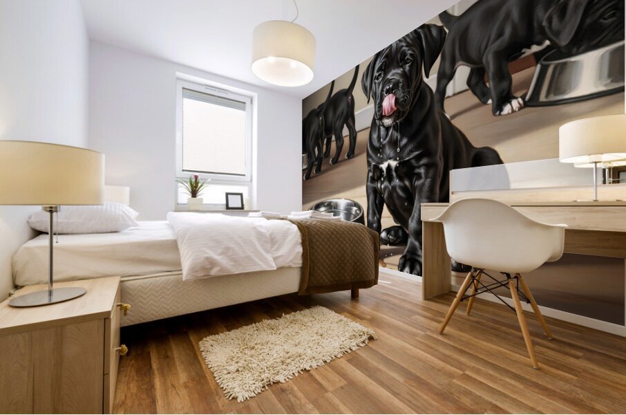 Satisfied Cane Corso Puppy After Drinking Water Mural print