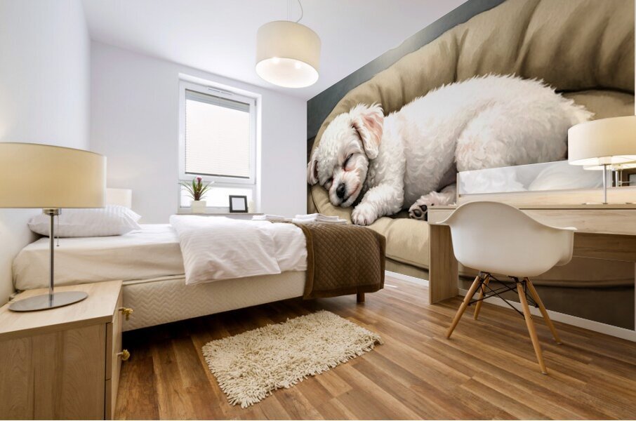 Bichon Frise Puppy Dreams Peacefully Mural print