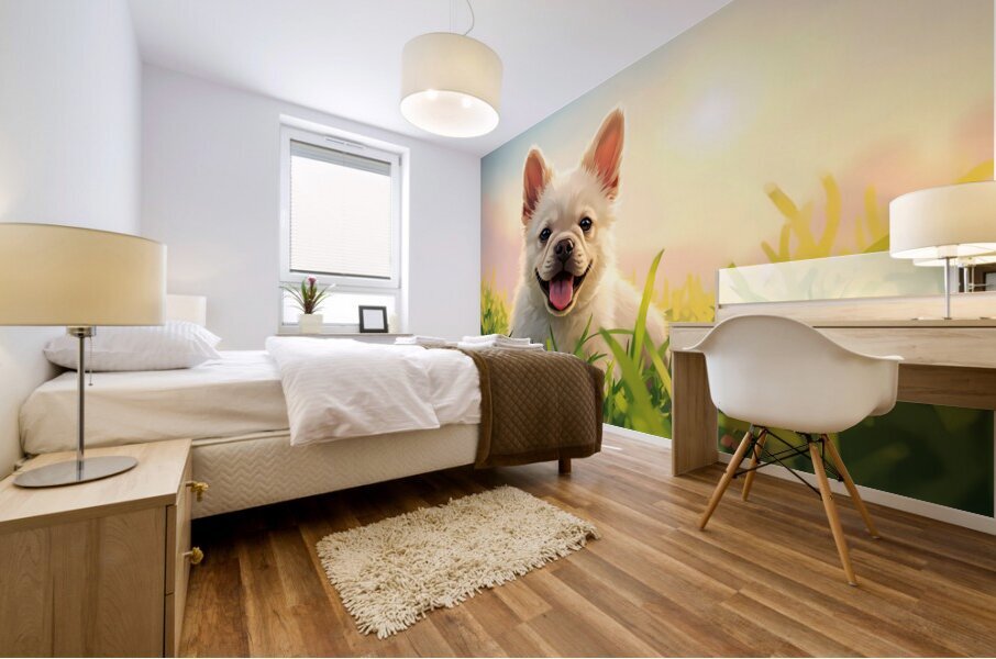 Tired French Bulldog Puppy Resting After Playing Mural print