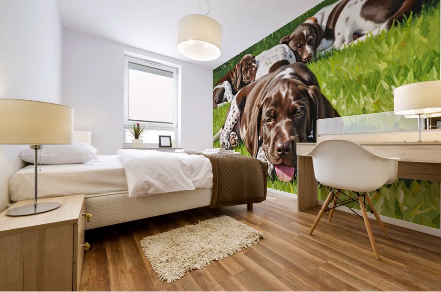 Tired German Shorthaired Pointer Puppy After Playing Mural print