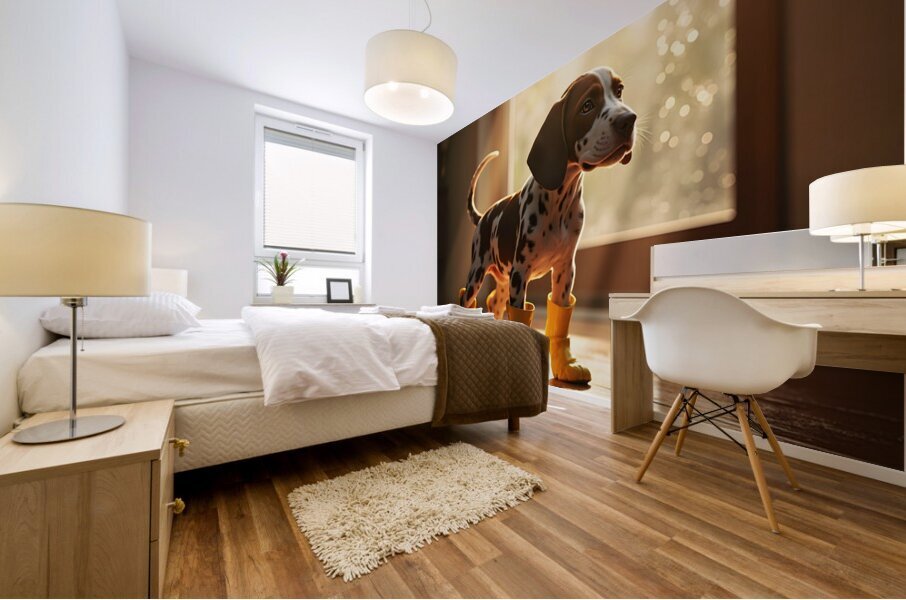 German Shorthaired Pointer Puppy Gets Ready For Rain Mural print