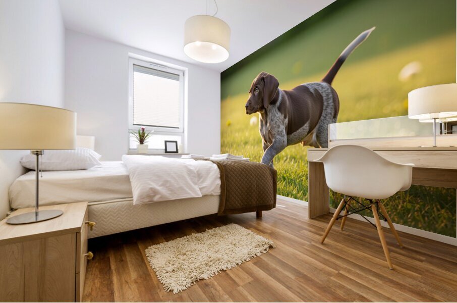 Confident Puppy Masters The Art Of Walking Mural print