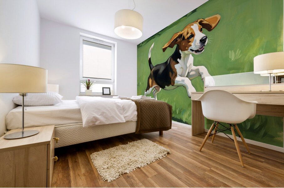 Celebrating Beagle Puppy Success Mural print