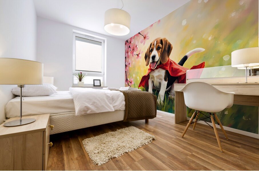 Beagle Puppy Feels Like A True Hero Mural print