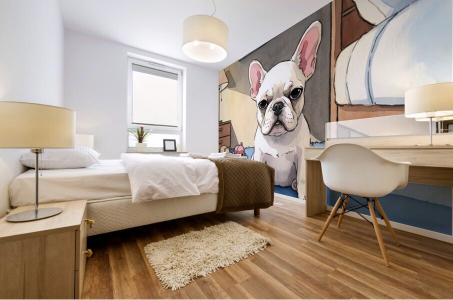 French Bulldog Puppy Getting Sleepy At Bedtime Mural print