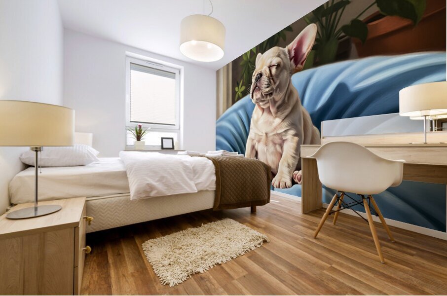 French Bulldog Puppy Sound Asleep Sitting Upright Mural print