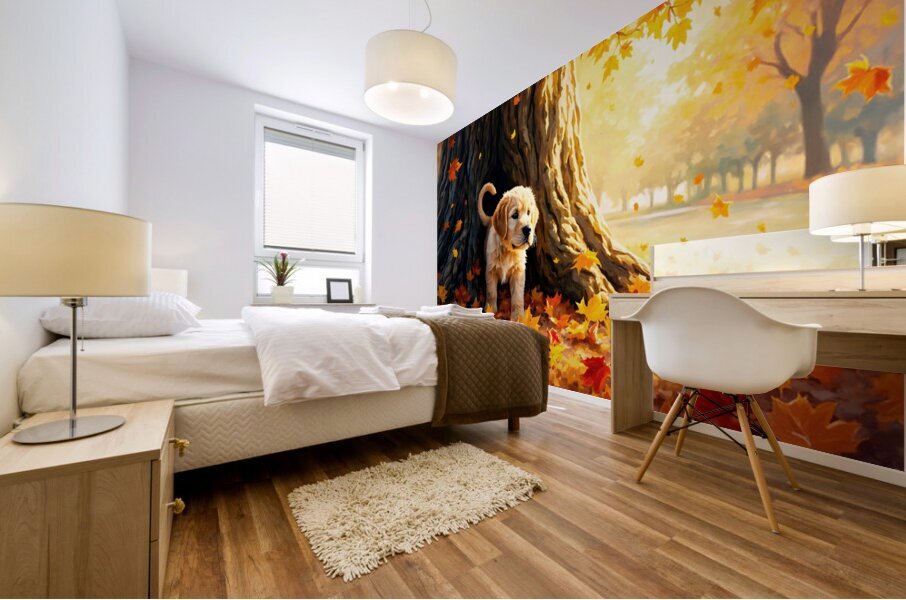 Curious Labrador Puppy Peeking Around Garden Corner Mural print