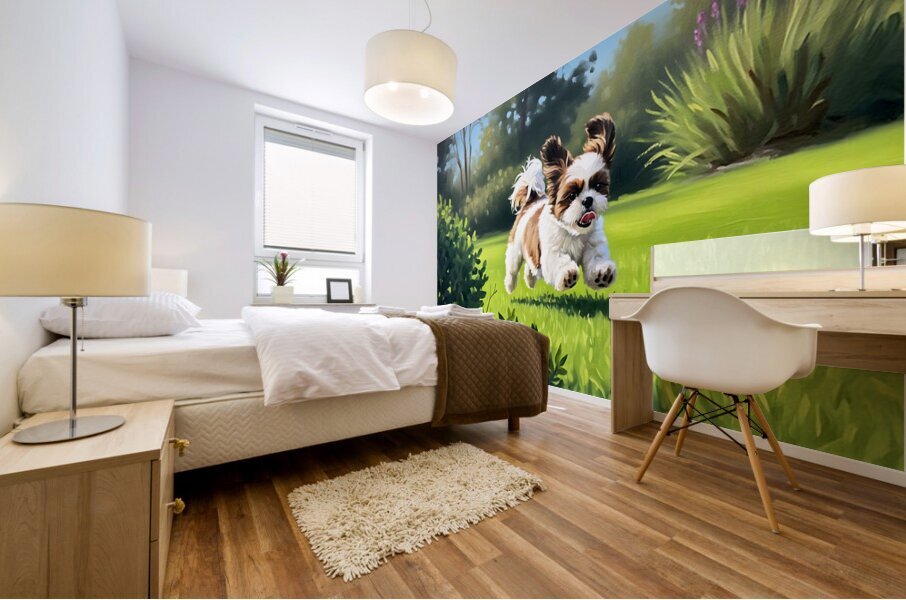 Shih Tzu Puppy Spots The Perfect Tennis Ball Mural print