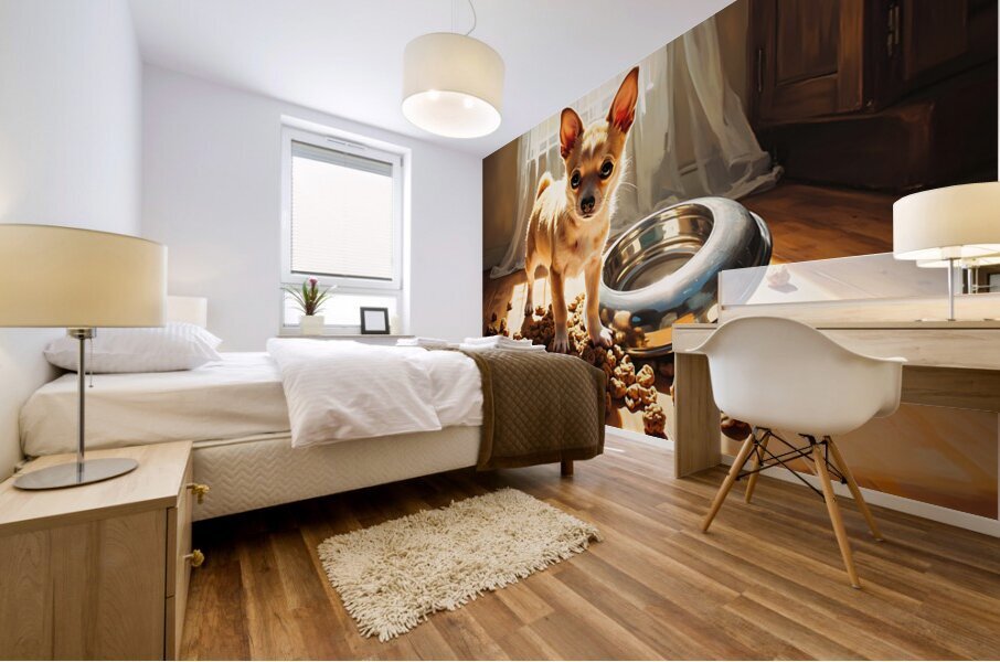 Guilty Chihuahua Puppy After Food Mess Mural print