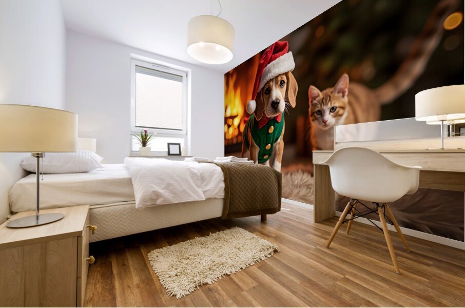 Beagle Puppy Rests After Holiday Adventures Mural print