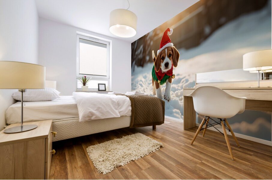 Beagle Puppy Gets Ready For Holiday Fun Mural print