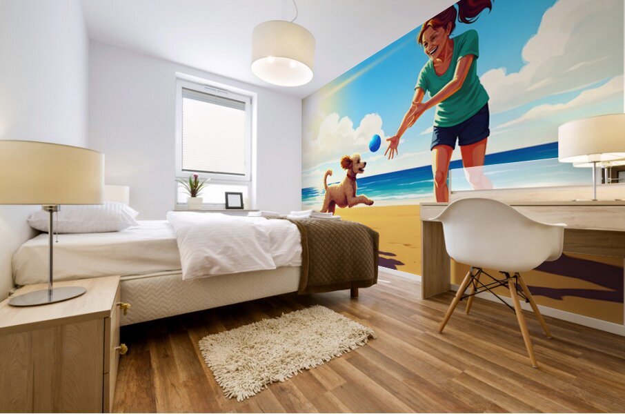 Poodle Puppy Discovers The Sandbox Adventure Mural print