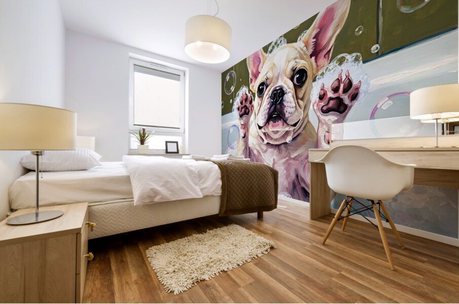 French Bulldog Puppys Bubble Bath Adventure Begins Mural print