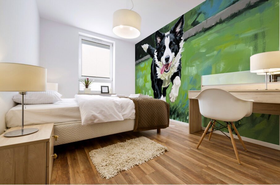 Border Collie Puppy Ready To Chase Mural print