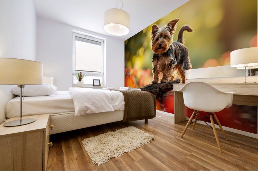 Yorkshire Terrier Puppy Naps After Stick Adventure Mural print