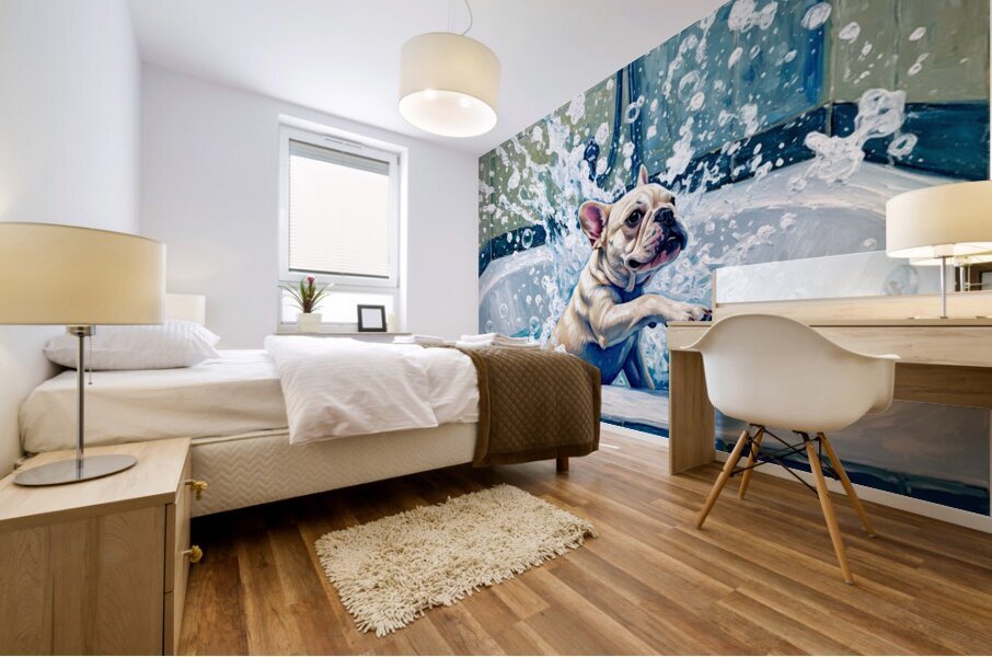 Clean French Bulldog Puppy After Bubble Bath Victory Mural print