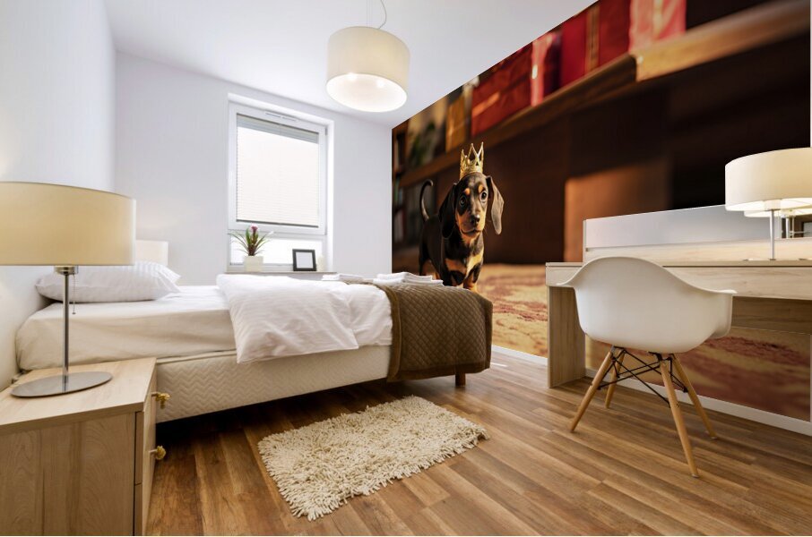 Dachshund Puppy Gets Ready For Birthday Celebration Mural print