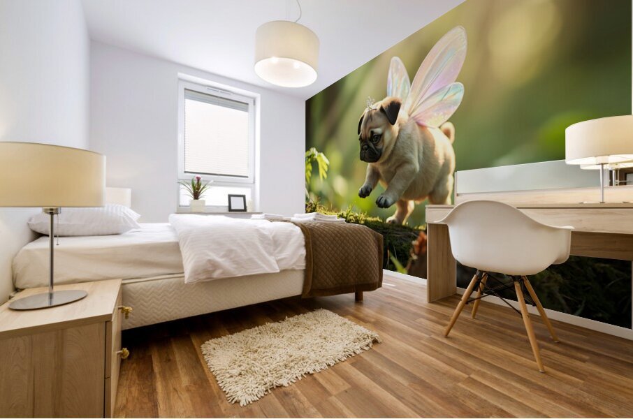 Pug Puppys Magical Garden Adventure Begins Mural print