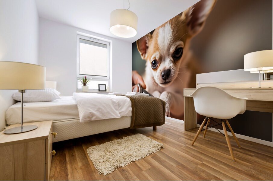 Happy Chihuahua Puppy After Successful Nail Trimming Mural print