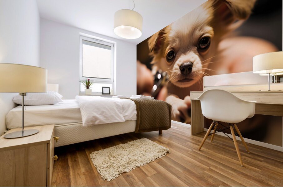 Chihuahua Puppy Waits For Nail Trimming Appointment Mural print