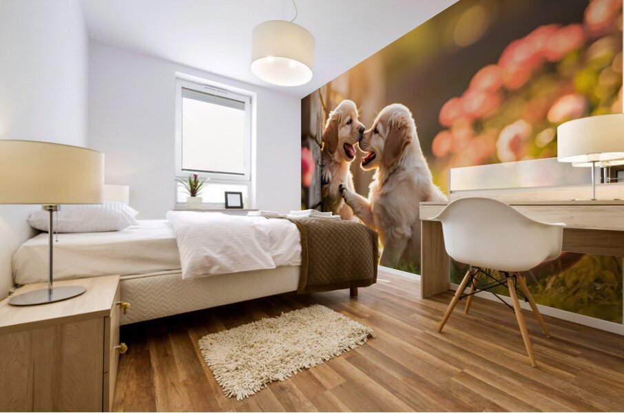 Golden Puppy Happy With New Fence Friend Mural print