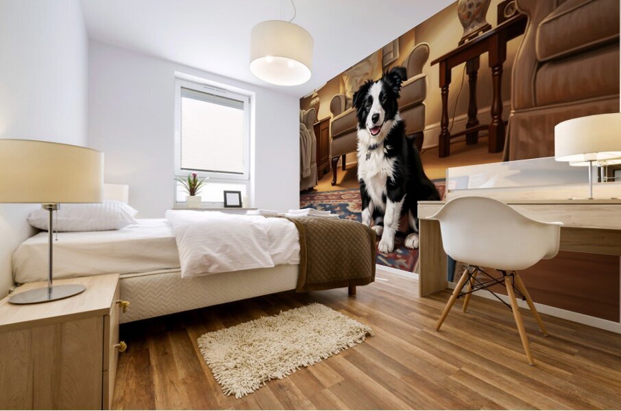 Vigilant Puppy Guards Hidden Toy Location Mural print
