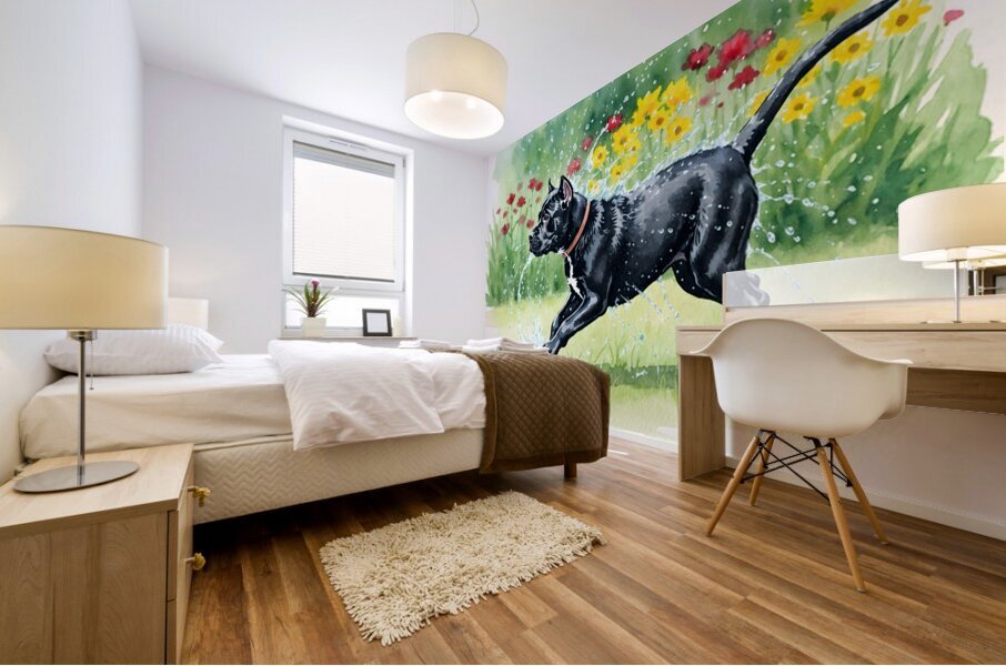 Content Cane Corso Puppy Rests After Rain Play Mural print