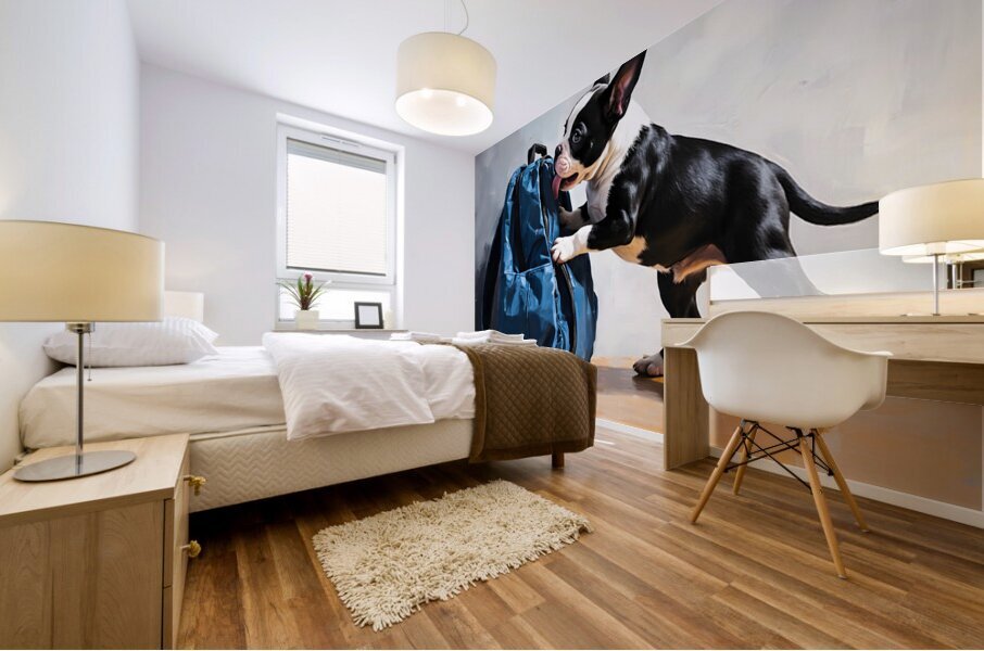 Boston Terrier Puppy Eyes The Backpack Challenge Mural print