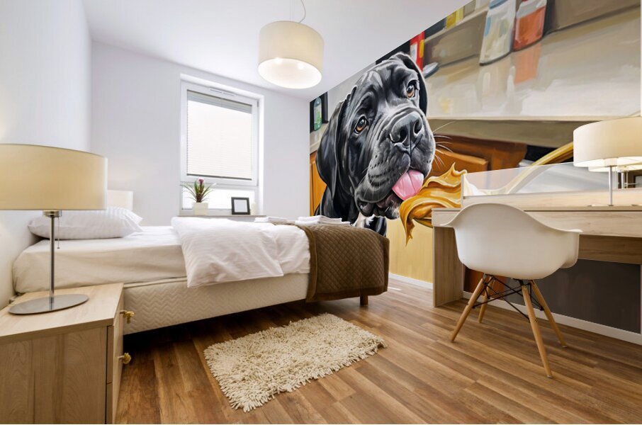 Curious Cane Corso Puppy Discovers New Treat Mural print