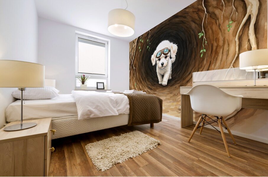 Poodle Puppy Finds Amazing Underground Chamber Mural print