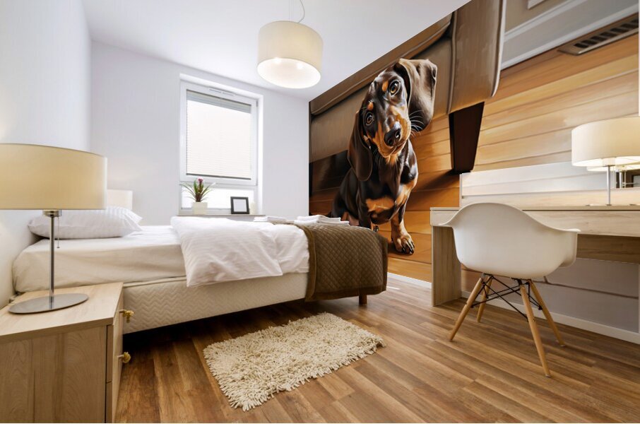 Dachshund Puppy Caught On The Forbidden Sofa Mural print