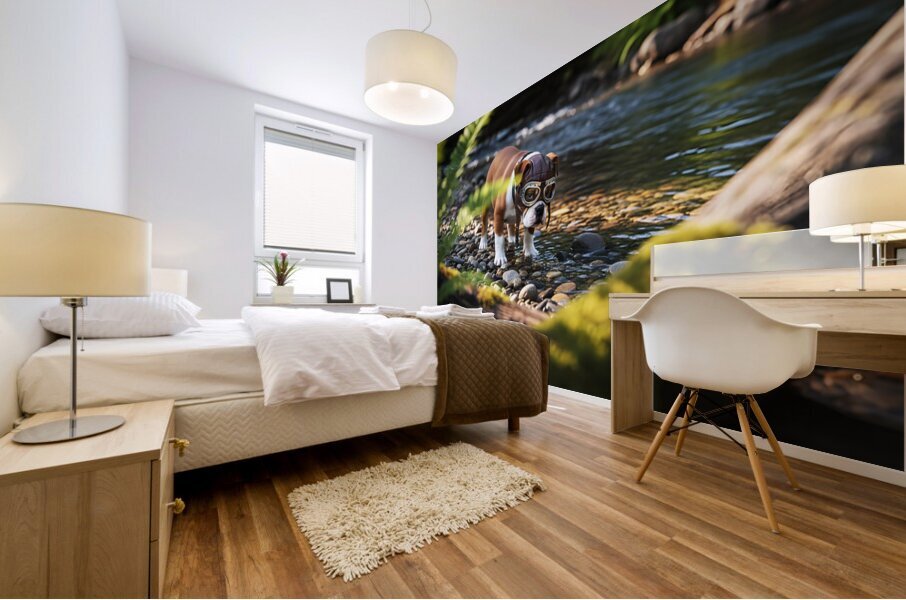 Bulldog Puppy Resting After Big Adventure Mural print