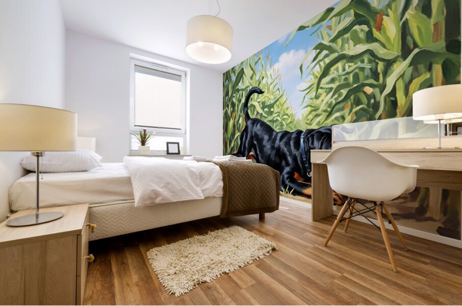 Rottweiler Puppy Discovers The Corn Maze Adventure Mural print