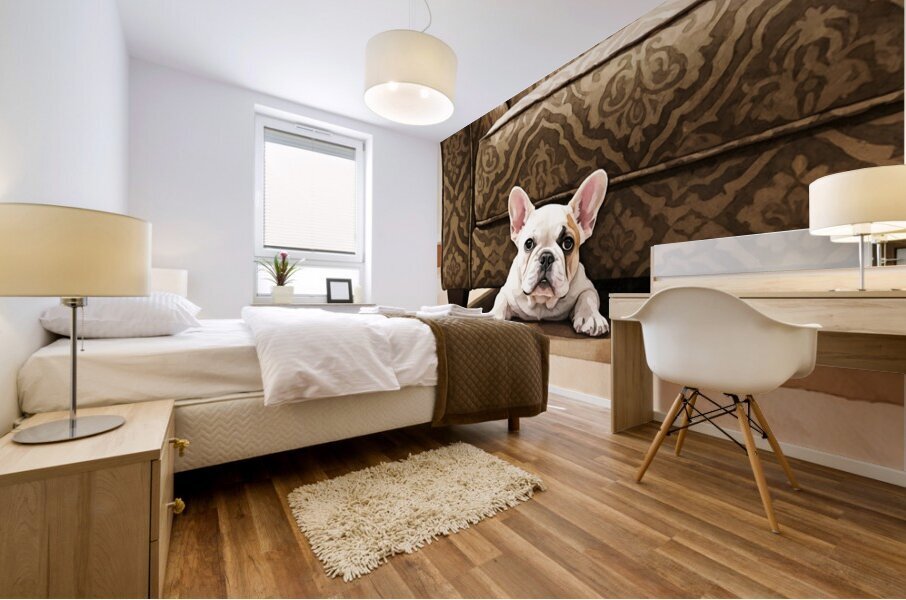 French Bulldog Puppy Finds Perfect Hiding Spot Mural print