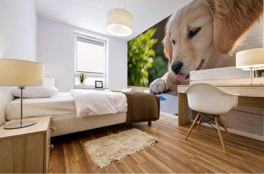 Golden Retriever Puppy Proud Of Pawprint Autograph Mural print