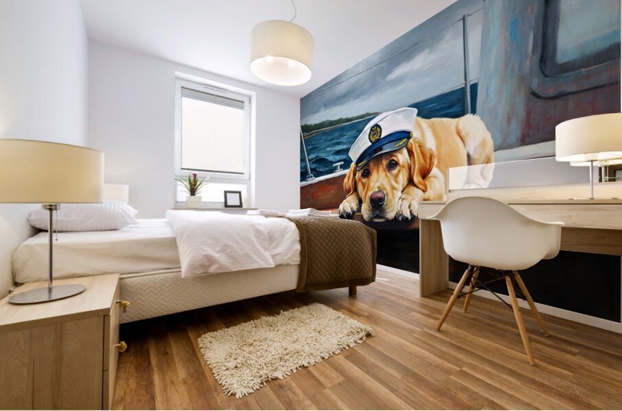Sleepy Sailor Puppy Dreams Peacefully Mural print