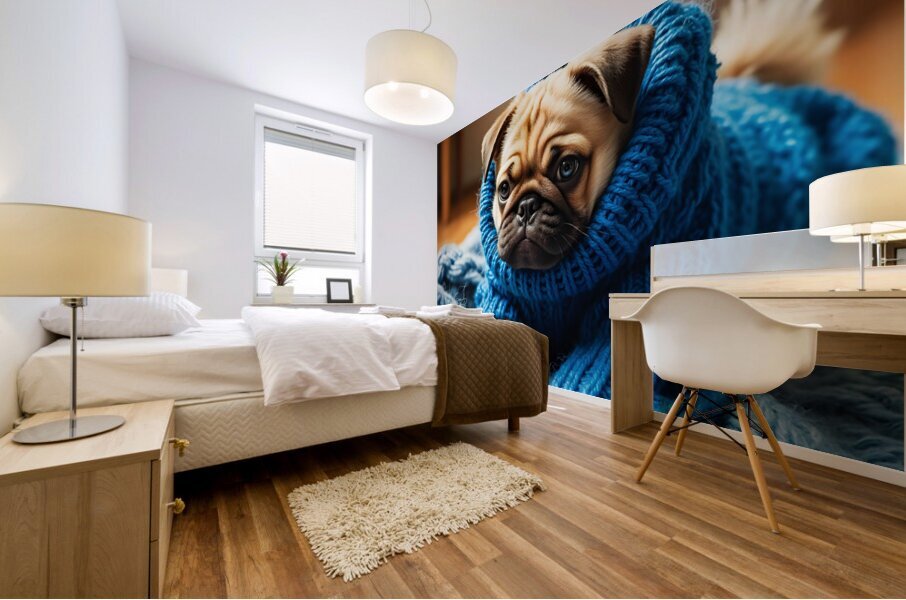 Pug Puppys Sleeve Adventure Begins Mural print