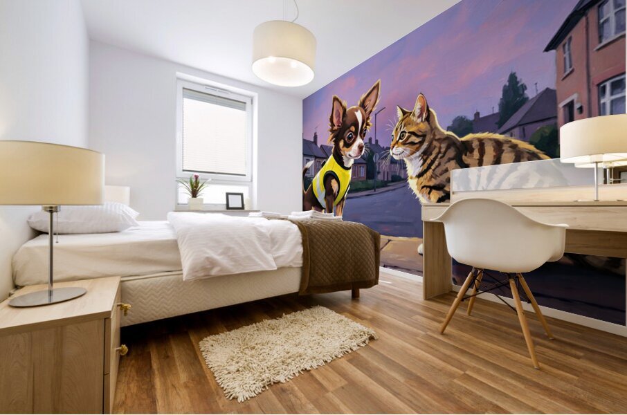 Tired Chihuahua Puppy Rests Under Evening Stars Mural print