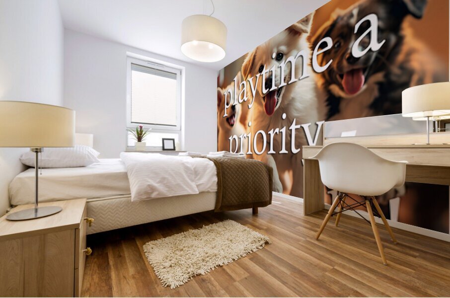 Prioritize Play Like These Happy Puppies Mural print