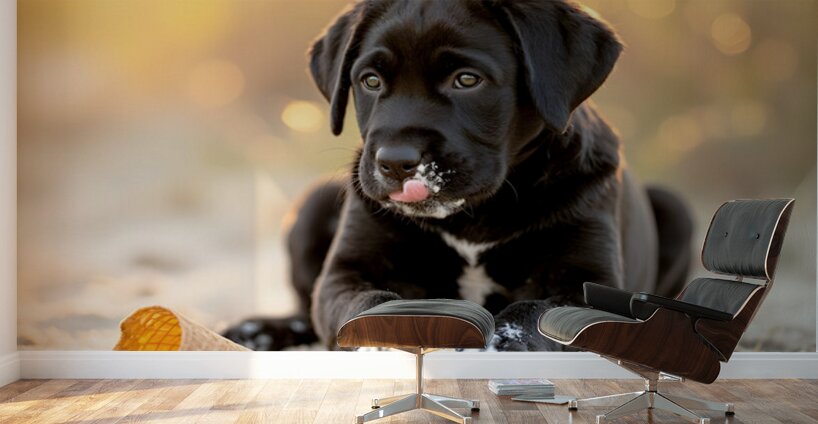 Happy Cane Corso Puppy Cleans Up After Ice Cream Adventure Wall Murals