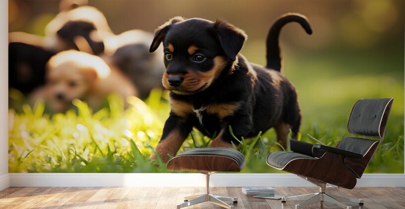 Rottweiler Puppy Ready To Play Wall Murals