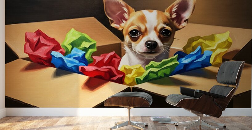 Chihuahua Puppy Naps After Christmas Present Adventure Wall Murals
