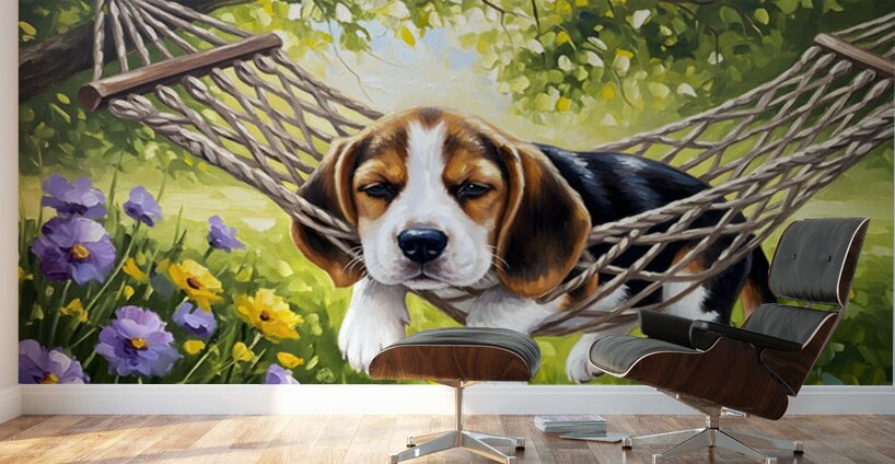Beagle Puppy Discovers Perfect Hammock Spot Wall Murals