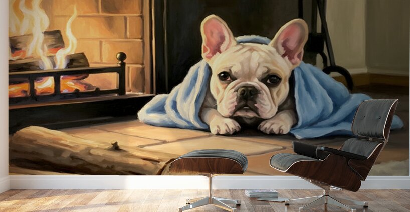 French Bulldog Puppy Happy And Warm After Beach Adventure Wall Murals