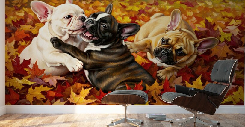 French Bulldog Puppy Rests After Autumn Play Wall Murals